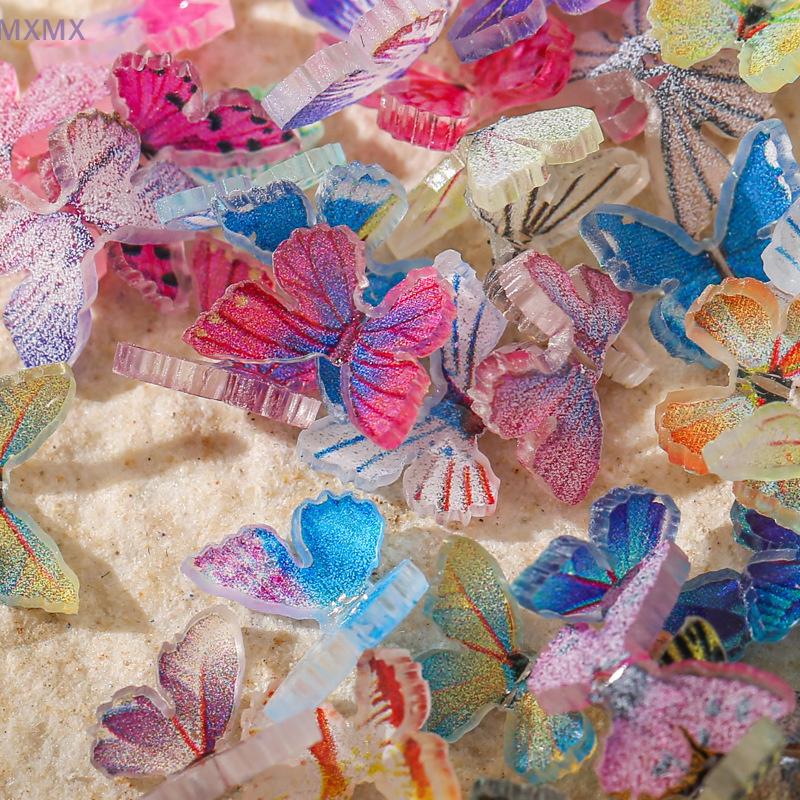 10/30/50pcs 3D Simulation Butterfly Nail Art Charms DIY Colorful Gradient Butterfly Nail Art Decoration Manicure Jewlery