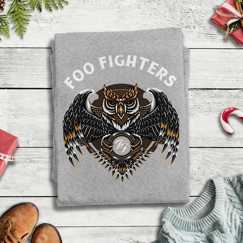 Vintage TShirt Summer Foo Fighters Owl Hip Hop T Shirts Pure Cotton Tshirt for Unisexs Y2K Casual Big Size Short Sleeve Clothes