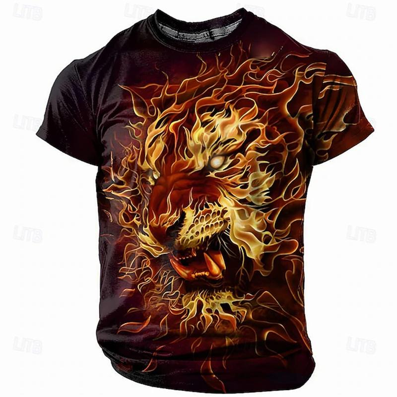

Funny 3D Tiger Print Men s T Shirt Hip Hop Trend Harajuku Streetwear Casual O-neck Loose XXS