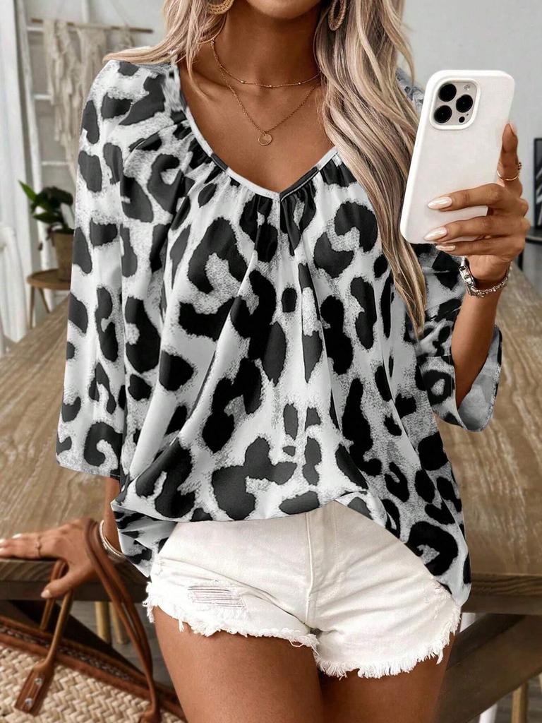 2026 European & American Leopard Print Fashion Women's Shirt