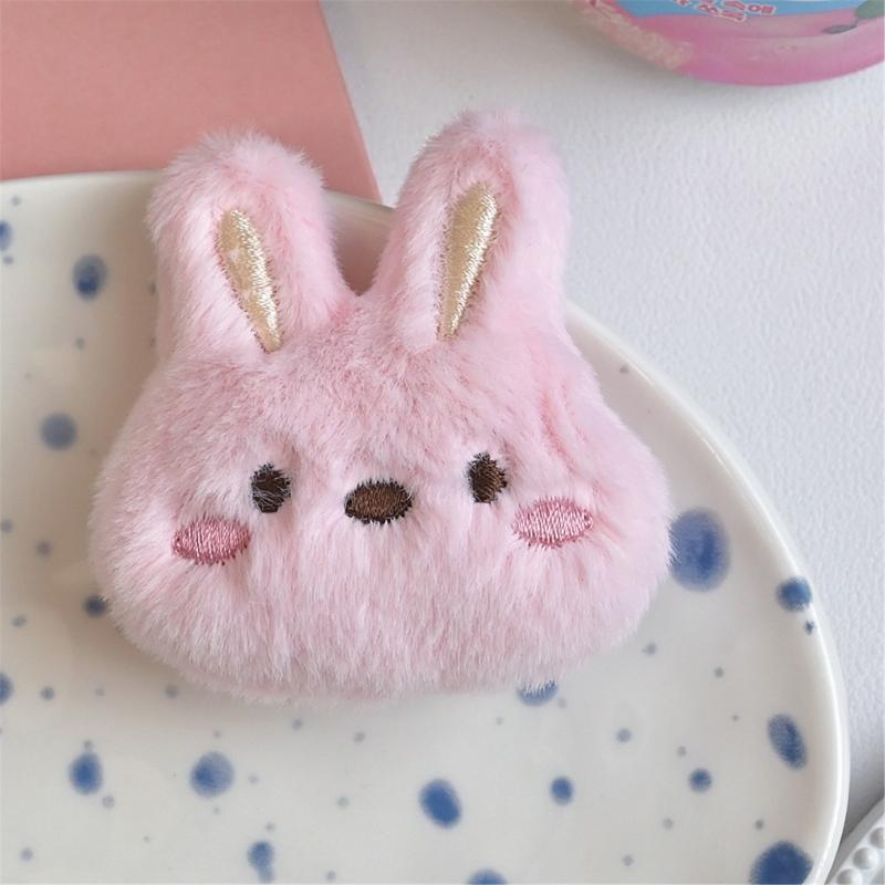 Cartoon Plush Rabbit Head Brooch Soft and Comfortable Clothes Badge for Kids Teens and Adults Fashion Backpack Accessory