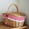 Country Style Wicker Picnic Basket Camping Basket With Lid Handle And Liners For Picnics Party Barbecue