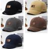Adjustable Back Strap Leather Patch Baseball Cap Short Brim Streetwear Cap Dad Hat  For Women Men
