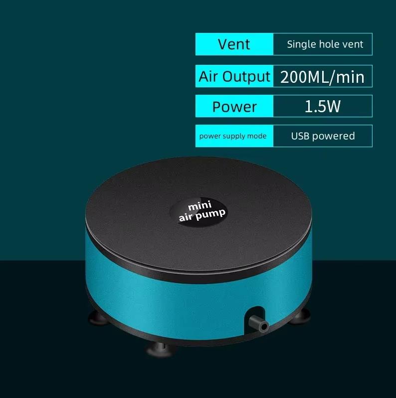 Aquarium Oxygen Air Pump - USB DC Power Low Pressure Oxygenating Pump Small Oxygen Feeder & Air Compressor Aquarium Accessory