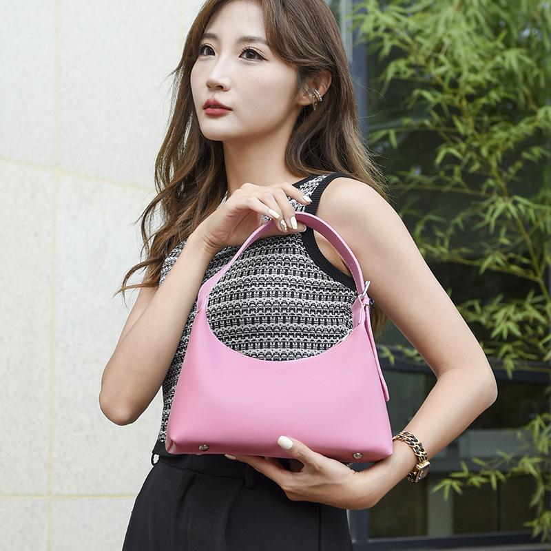 IELGY Women's Solid-color Underarm Bag, One-shoulder Handbag with Dumplings