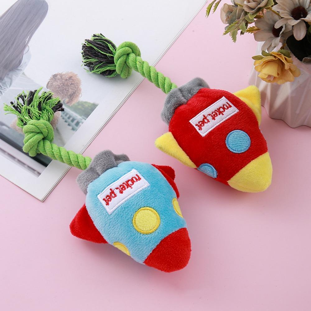 Rocket Shape Pet Dog Sound Plush Toy Plush Dog Chew Toys Cute Dog Interactive Toy  Puppy