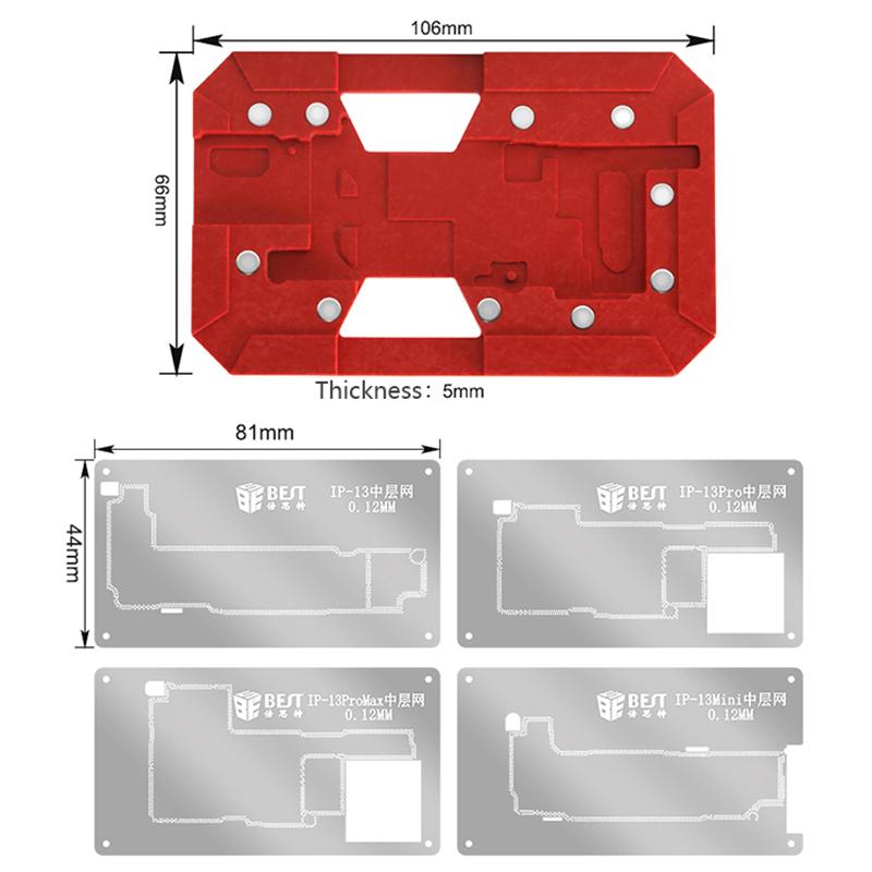 BEST BST-082 For iPhone 13 Series CPU Soldering Reballing Stencil Cell Phone Magnetic Tinning Plate