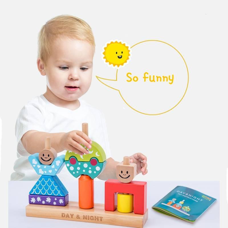 Kids Building Blocks Educational Toy Baby Color Cognition Wooden Set Assembly