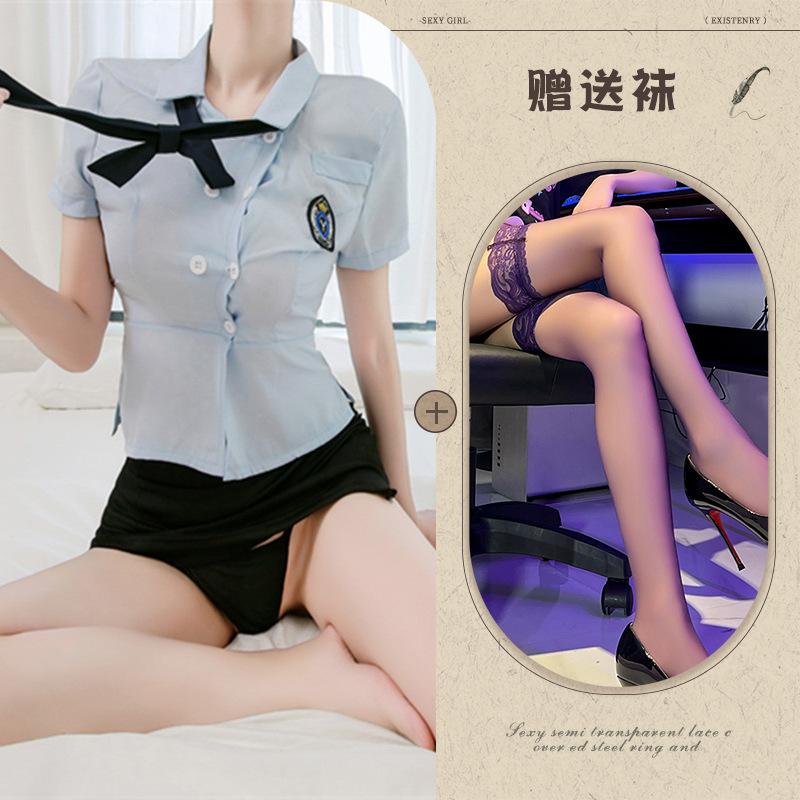 Night listening incense sexy lingerie policewoman uniform temptation hot suit small breasts show big passion no-take pajamas