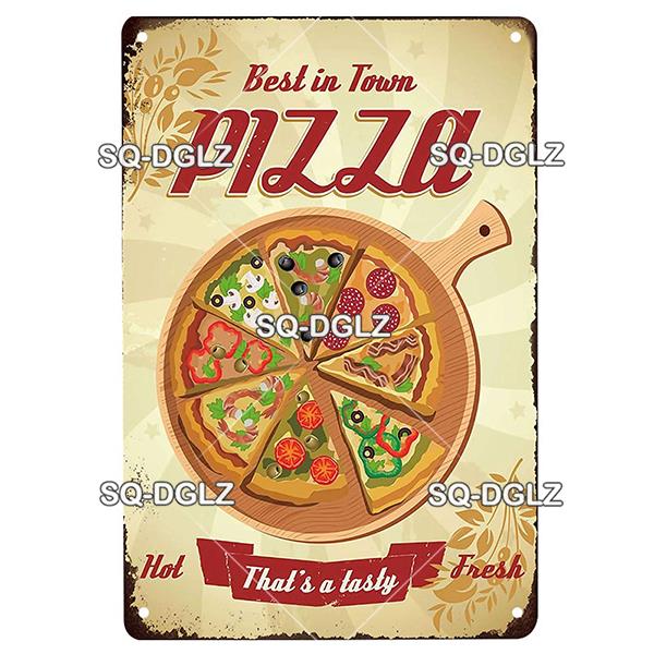 Vintage Metal Tin Sign Pizza Party Wall Decor Retro Kitchen Cafe Bar Home Plaque