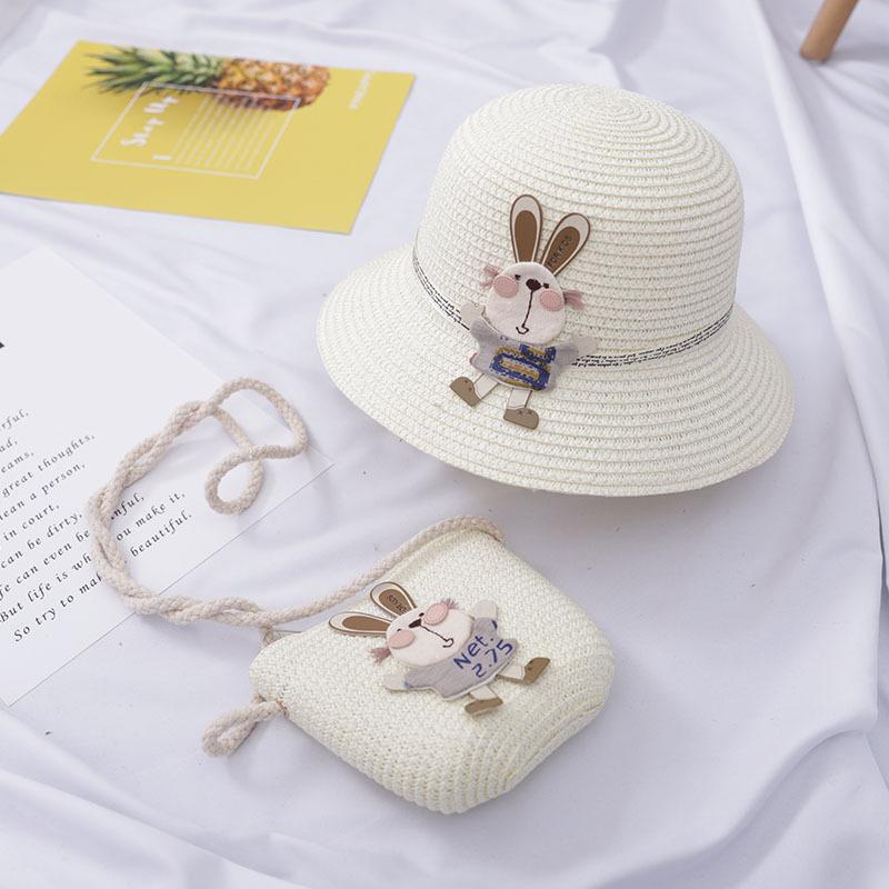Summer Baby Straw Hat With Handbag Flower Breathable Beach Hat Bags Kids Hat Boy Girls Sun Visor UV Protection Panama Hat