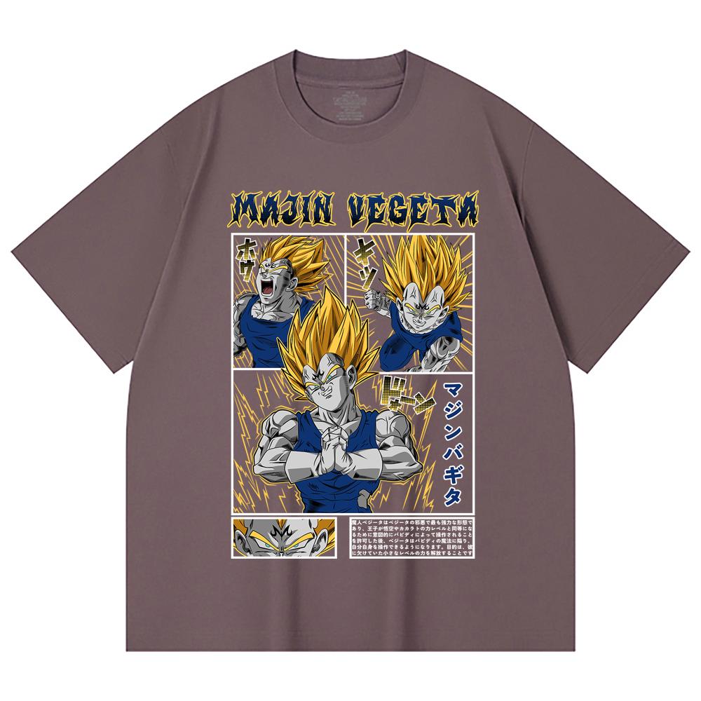 T-shirt Unisex Pesante 100% Cotone 230 Gsm con Stampa Dragon Ball V45 Majin Vegeta