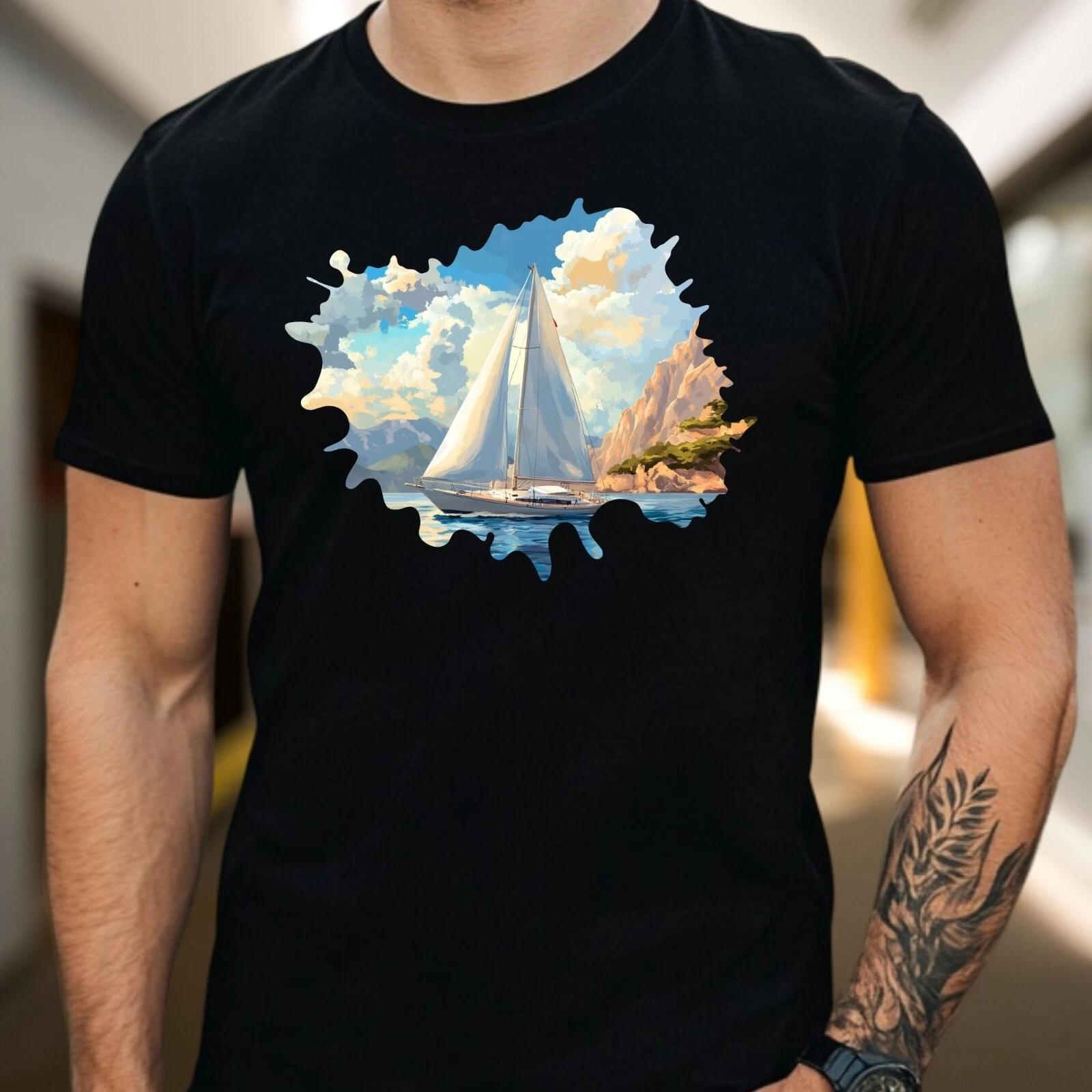 T-Shirt Herren Segelboot Motiv Baumwolle Größe S bis 5XL XXXXL