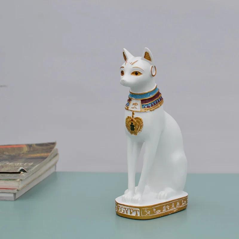 Egyptian Cat Resin Craft Vintage Home Decor Modern Baster Goddess God Pharaoh Figurine Statue for Table Ornaments Gift