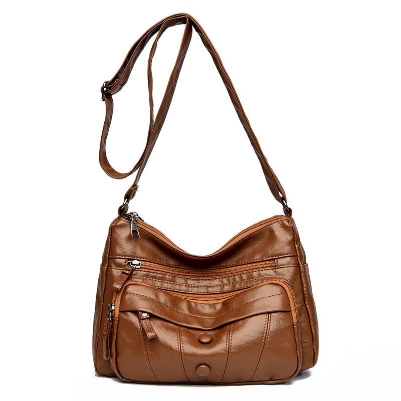 Women's Bag PU Soft Leather Texture Slanted Bag New Large Capacity Shoulder Bag Simple Fashion Mother Bag Trendy