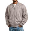 Men's Casual Long Sleeve Zip Up Baseball Jacket with Stand Collar and Pockets