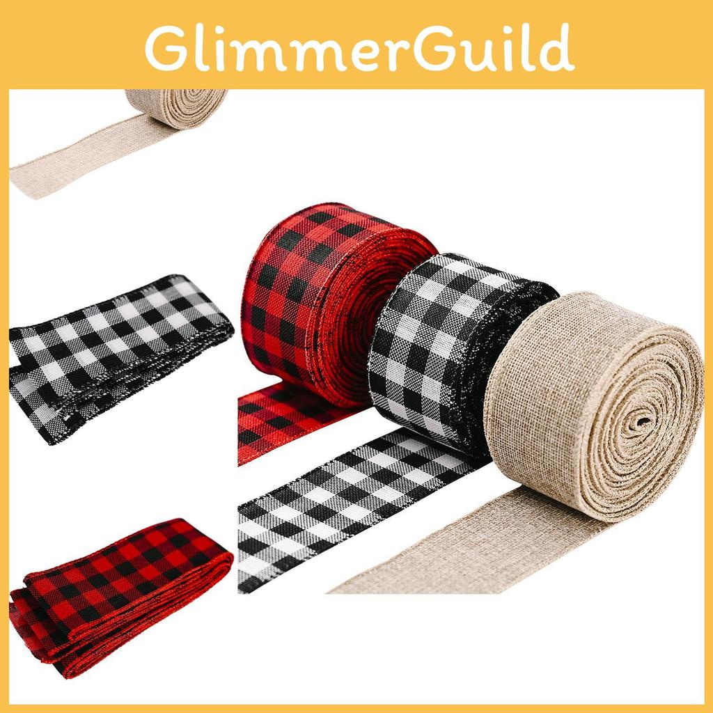 Versatile 2 Meter Checkered Fabric Ribbon Ideal For Christmas Crafts And Decorations
