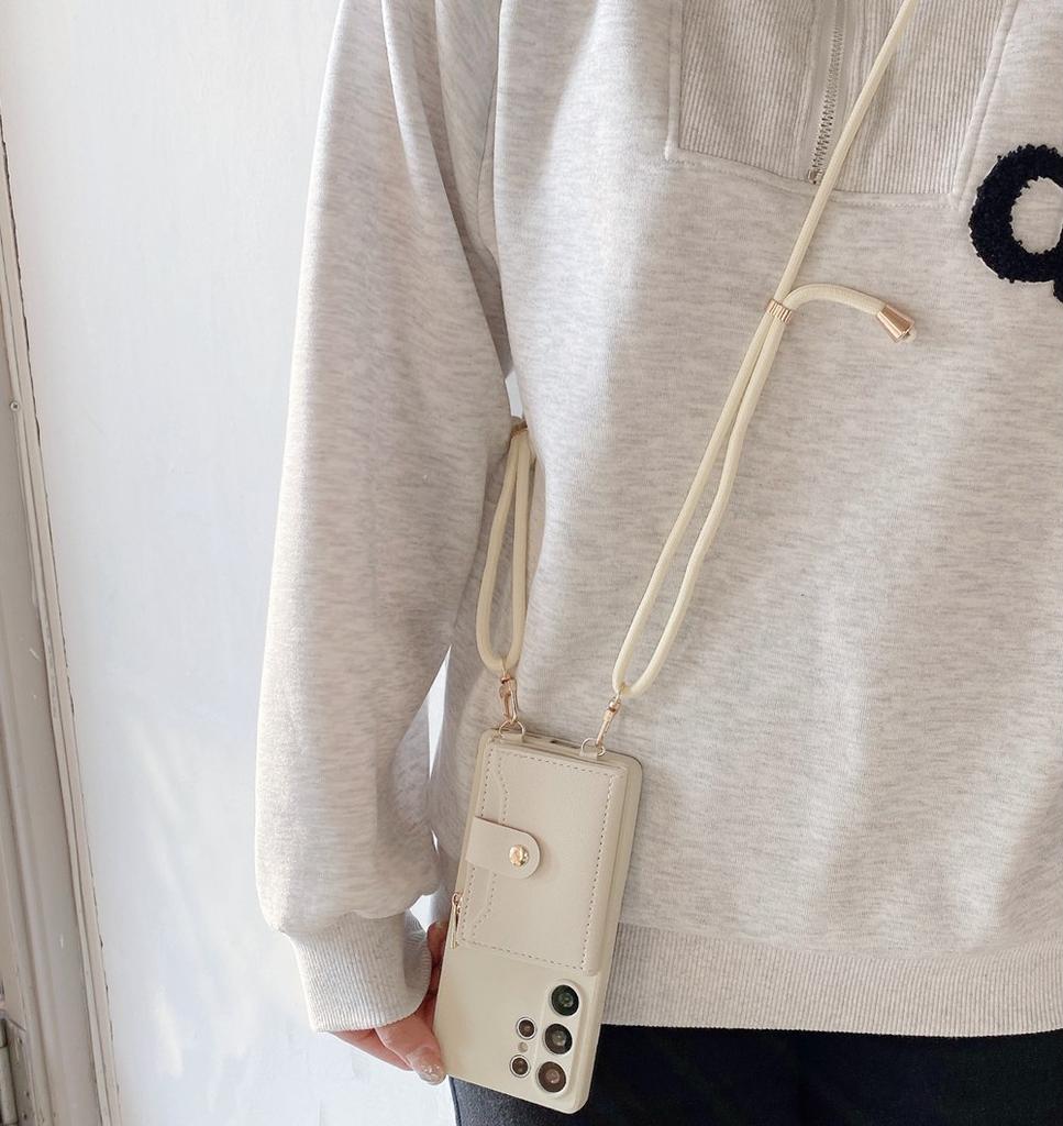 Card Holder Wallet Phone Case for Samsung Galaxy S25 S24 S23 Plus S22 Ultra S21 S20 FE Lanyard Strap Cord Crossbody Bag Cover