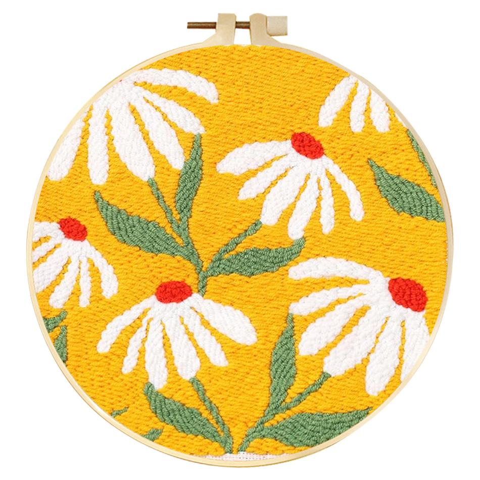 Floral Pattern DIY Punch Needle Embroidery Kit with Yarn Starter Kit Poking Cross Stitch Tools For Knitting Magic Tufting Set