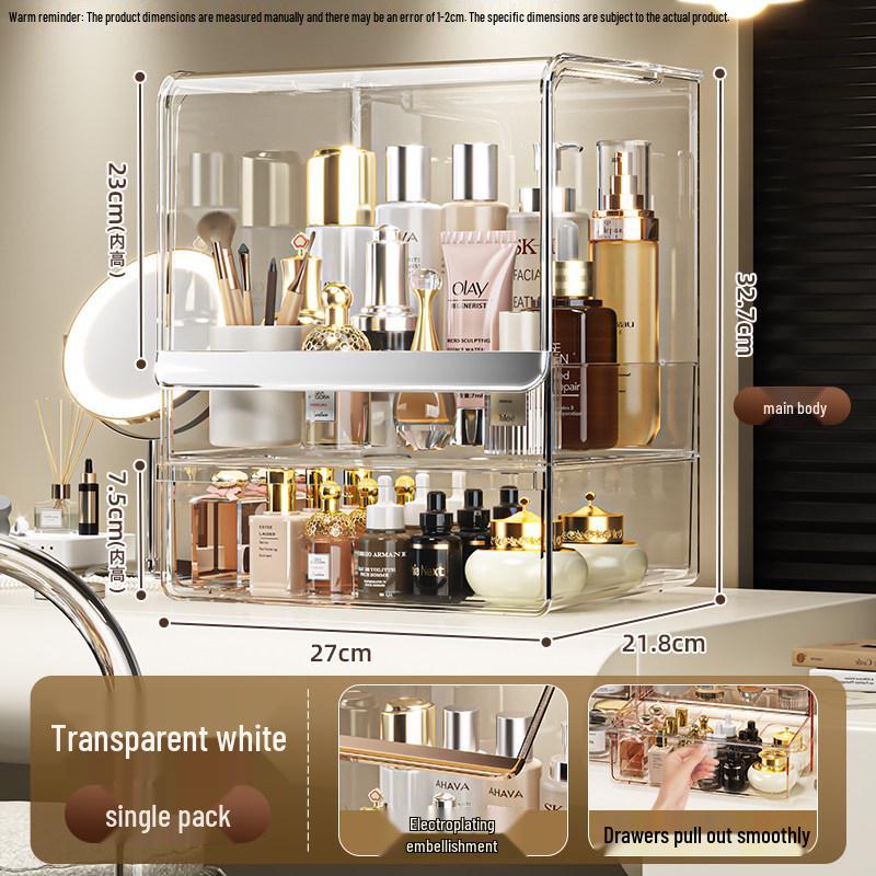 Transparent PET Skincare Storage Organizer - Dustproof, Thickened Shelf for Large Dressing Tables