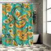 Handmade Shower Curtains with Floral Print Blue Green Yellow Orange Decorative Customizable Size Water Repellent Shower Panels W