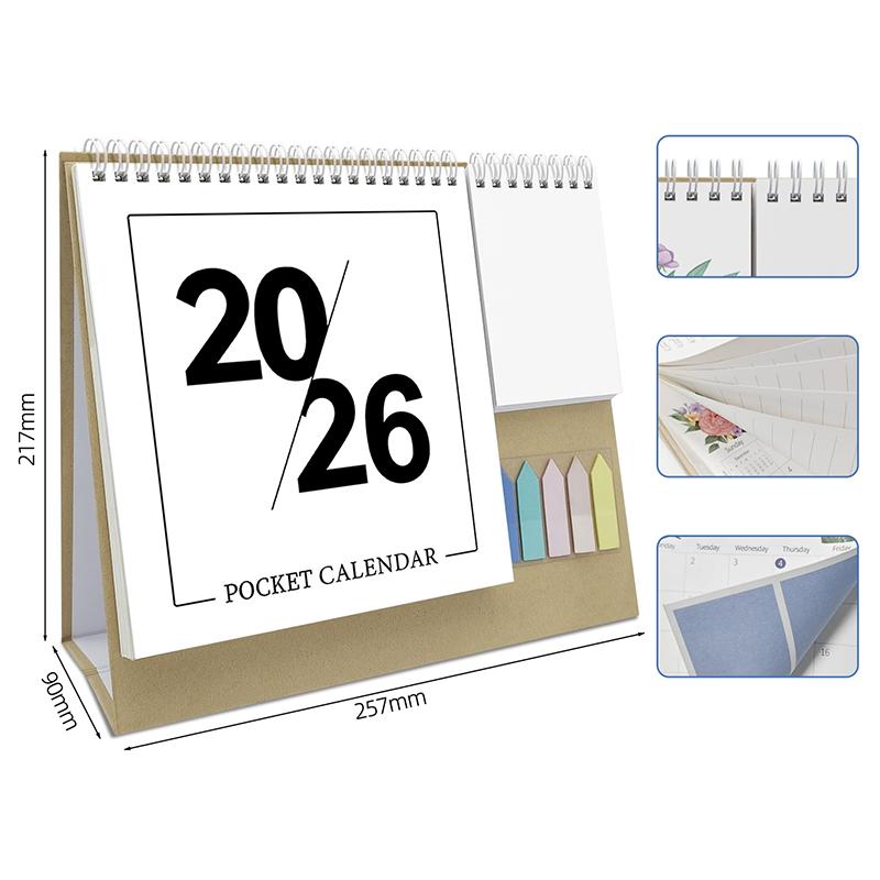 WTEMPO 2026 New English Desk Calendar for Schedule Recording and Planning Multi-functional Desk Calendar Office Desktop Calendar