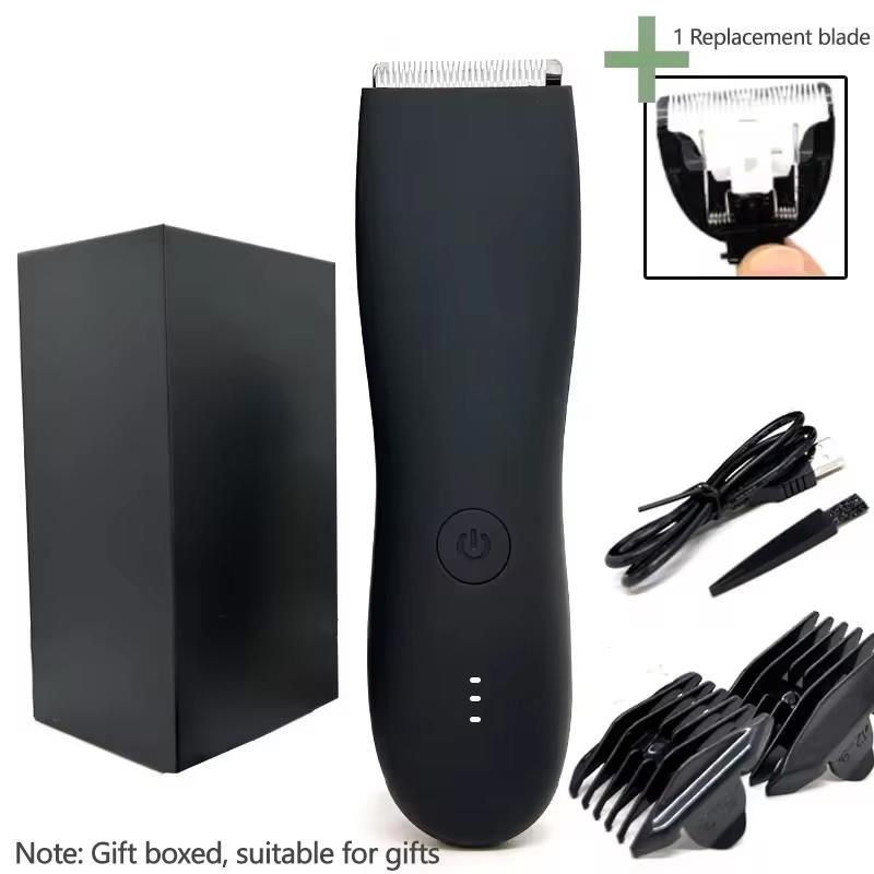 Balls Trimmer Men, Pubic & Body Hair Trimmer Groin Men, IPX7 Waterproof Electric Body Groomer with Replaceable Ceramic Blade