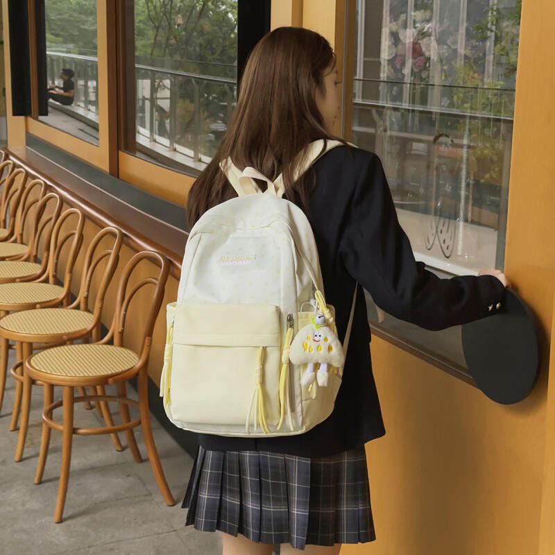 Color Contrast Backpack Women's Star Backpack Student Schoolbag