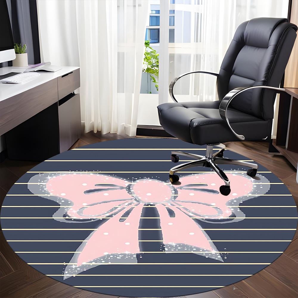 1pc Bowtie Chair Carpet for Office, Indoor Non Slip Washable Polyester Fiber Carpet,
