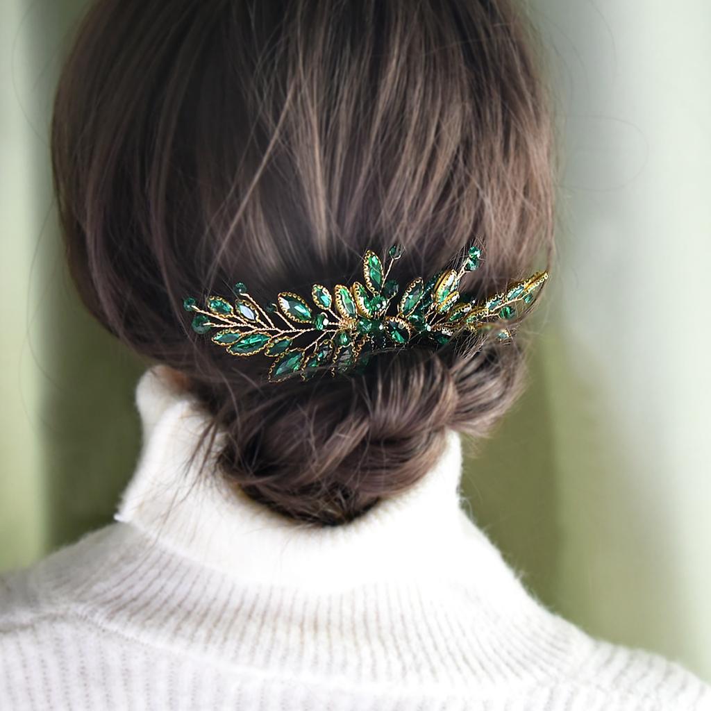 Europe and America Cross Border Black Glass Rhinestones Handmade Hair Comb Bridal Wedding Headdress Accessories