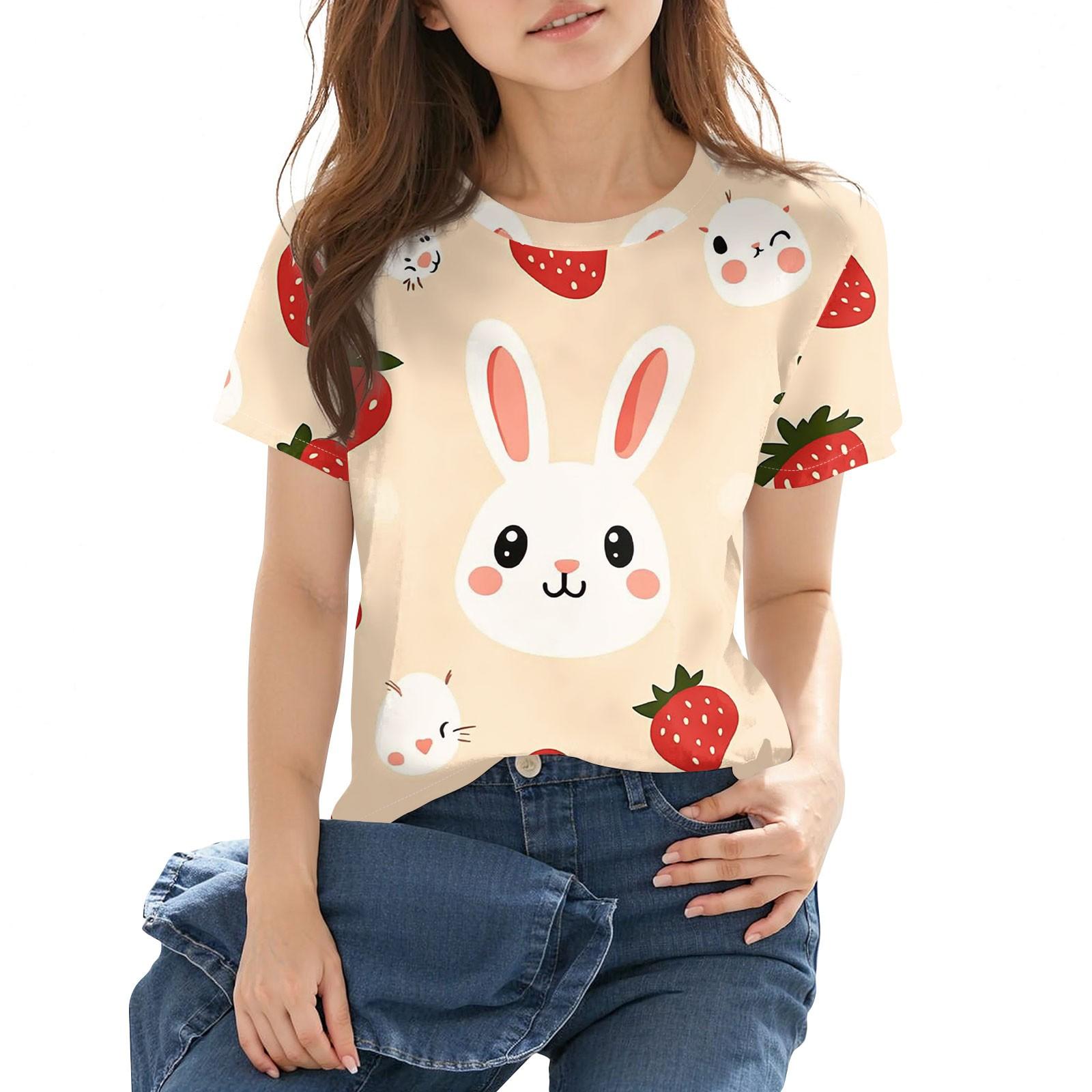 

Children s Fashion Casual Short Sleeve Easter Printed Round Neck Fashion T-shirt Top 110 бежевий