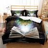 Magic Book Duvet Cover Set Purple Light Book Comforter Cover Lightweight Polyester Quilt Cover with Pillowcase for Kids Teens