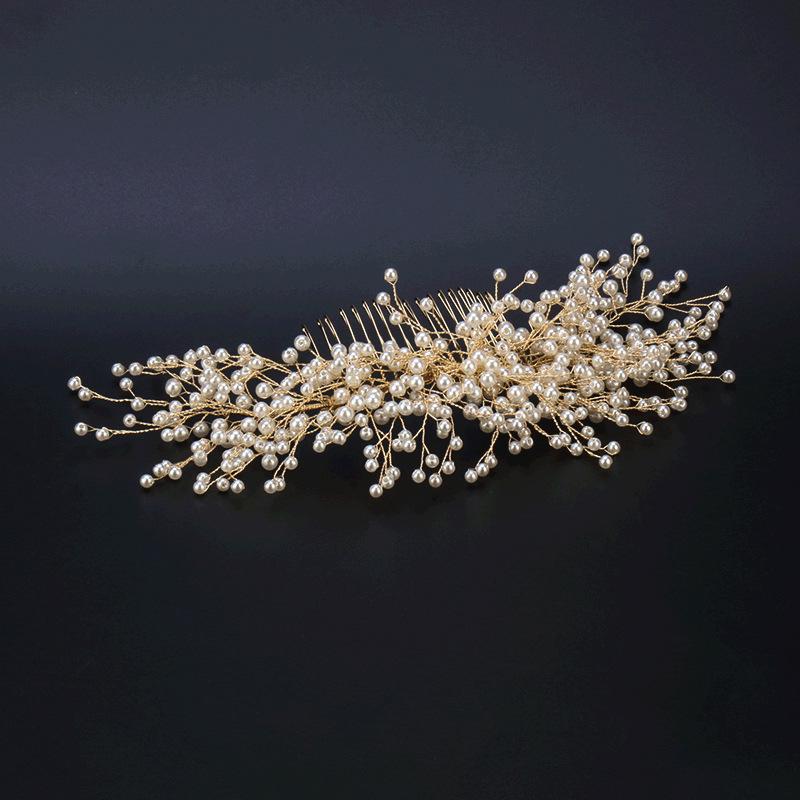Korean-Japanese Bridal Hair Comb with Faux Pearls – Elegant Wedding & Performance Accessory