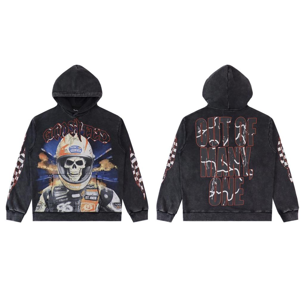 American Trendy GD Rock Retro Distressed Hoodie - Autumn/Winter Fashion