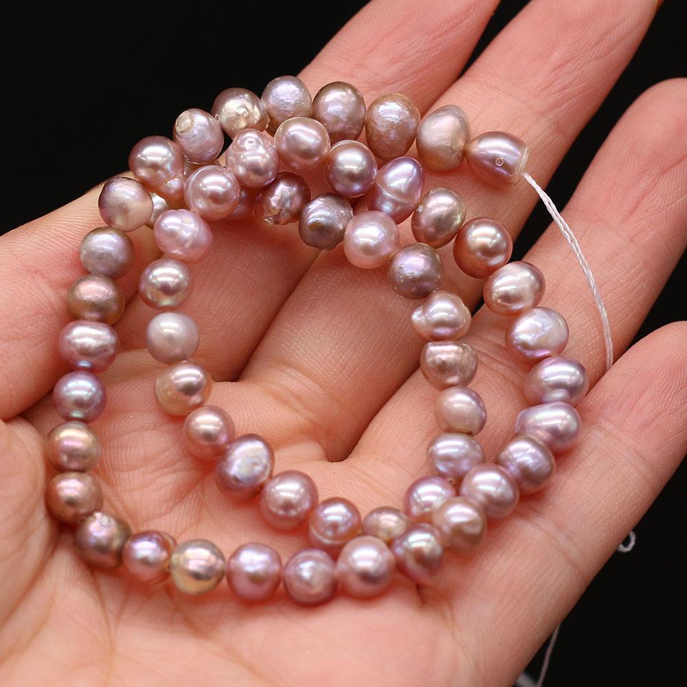 1String, Natural Freshwater Pearls, Subcircle Pearl Beads, 6-7 Mm, for DIY Necklace Bracelet, Jewelry Making, Women Birthday Party Crafts, 36cm