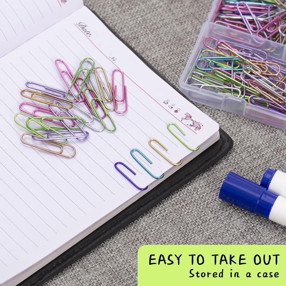 Paper Clips, 240pcs Medium Size Colored, PaperClips Assorted Colors, Paper Clips for Paperwork Office School and Personal Use