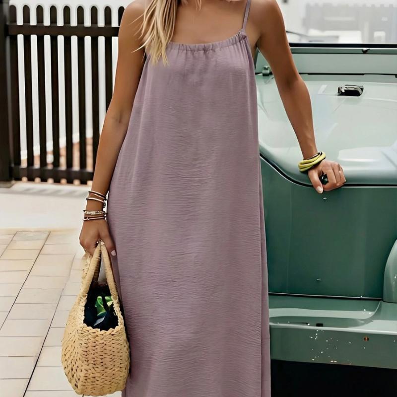 Camisole-Kleid für Damen, rückenfrei, lockerer langer Rock, Urlaubs-Zuhause-Stil