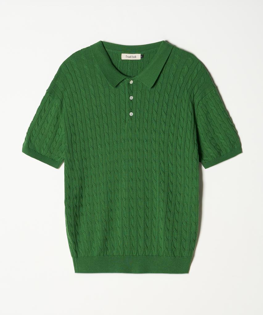 TRADCLUB Cable Collar Short Sleeve Knit 8 Colors (Type A)