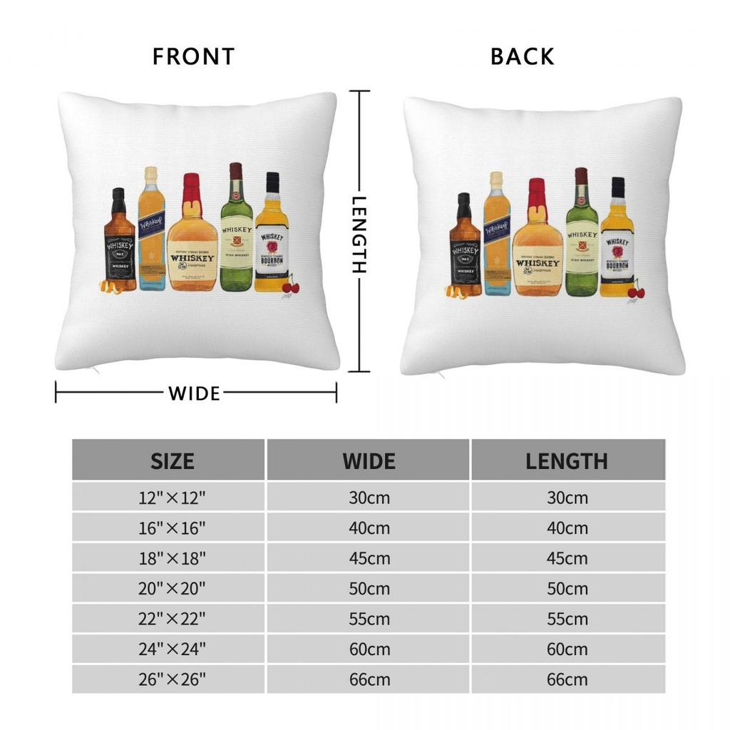 Whiskyflaschen Illustration Quadratische Kissenhülle Kissenbezug Kissen Überwurf für Zuhause Schlafzimmer Auto