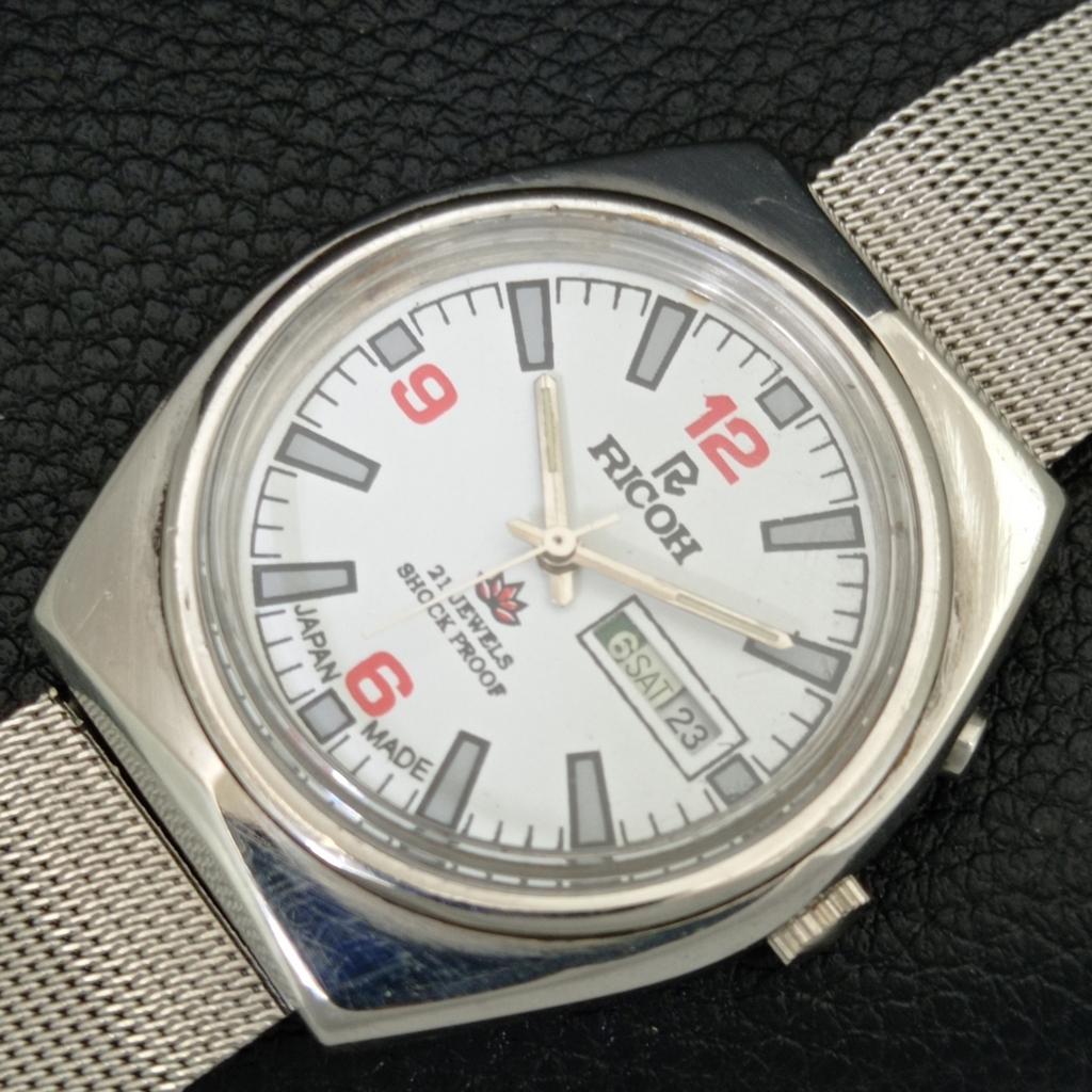 VINTAGE RICOH R31 AUTOMATIC JAPAN MENS WHITE COLOR DIAL WATCH a707675-1