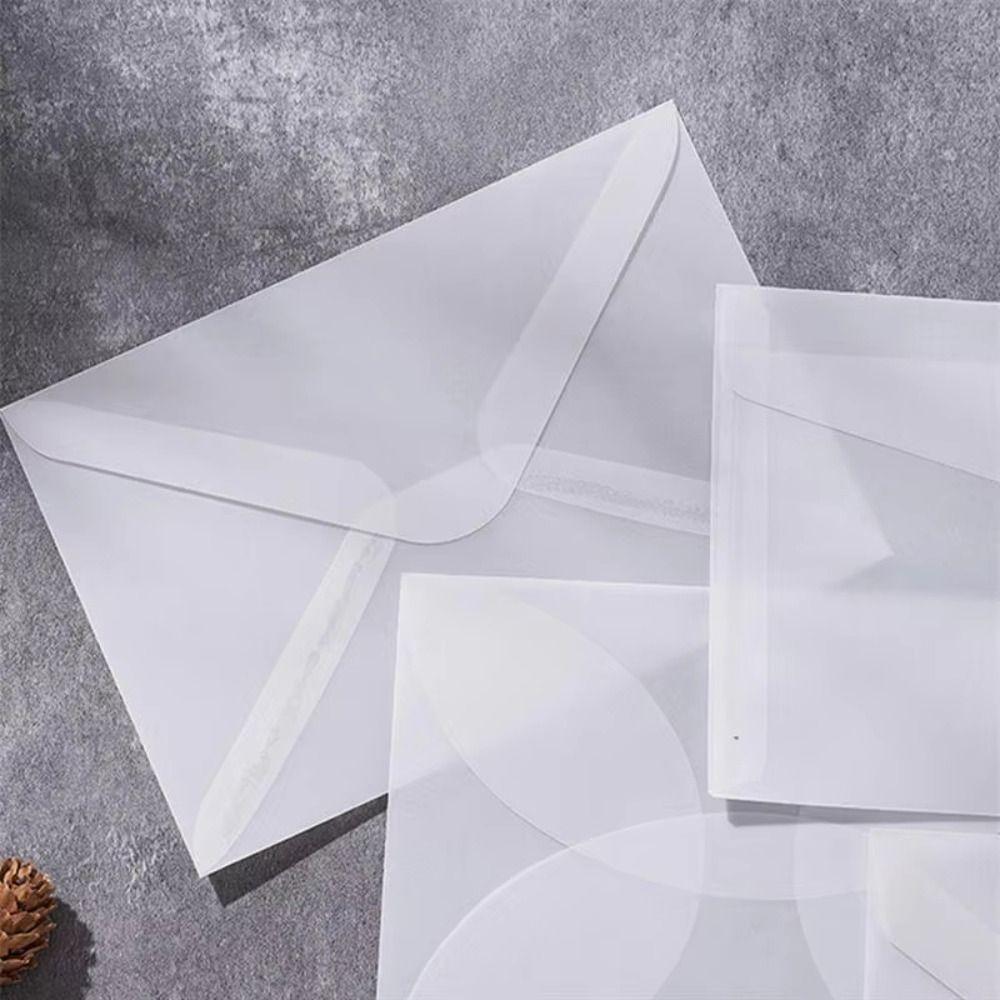 50Pcs/Pack Simple Transparent Paper Bag Semi-Transparent Matte Frosted Envelopes  For Postcards