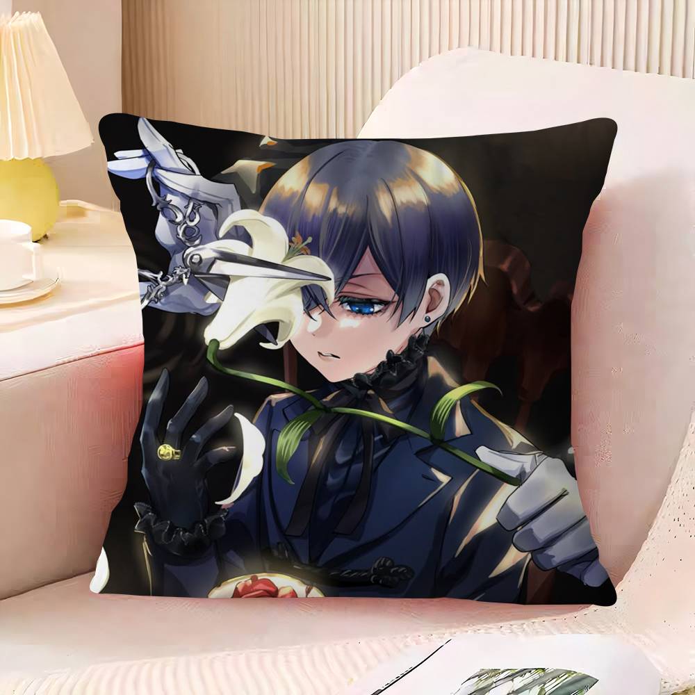 B-Black B-Butler Maple Design Cushion Cover Happy Autumn Harvest Decor Holiday Decorati Pillow Cover