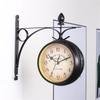 Antique Iron Double Side Wall Clock Easy Read Hanging Wall Clocks Home Decors for Outdoor Indoor Photography Props