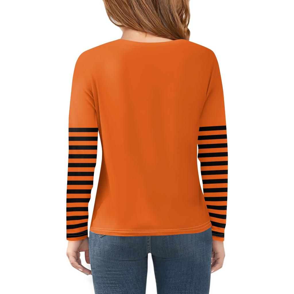 Girls Long Sleeve Halloween Day T Shirts Kids Fall Tops Crewneck Basic Tees 2-11Y