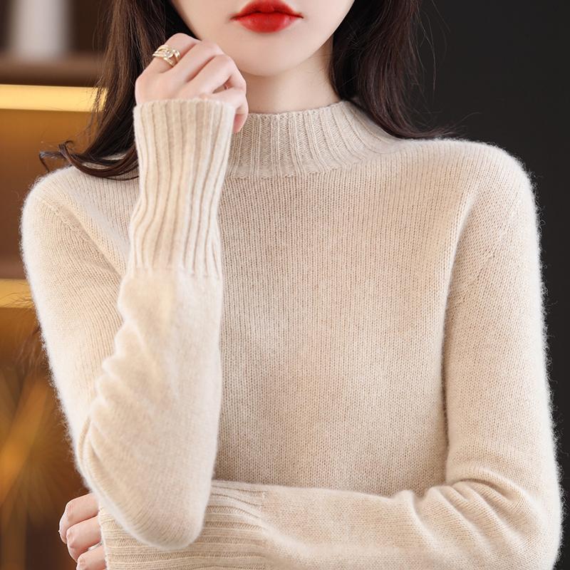 Women's Cashmere Sweater Qinghe Cashmere 30% Cashmere 70% Wool Women's Autumn and Winter Cashmere Pullover Soft and Warm