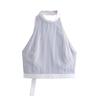 Fashion Style 2024 Spring New Arrival Women's Clothing Stylish All-Matching Striped Poplin Hanging Collar Tops 3152036