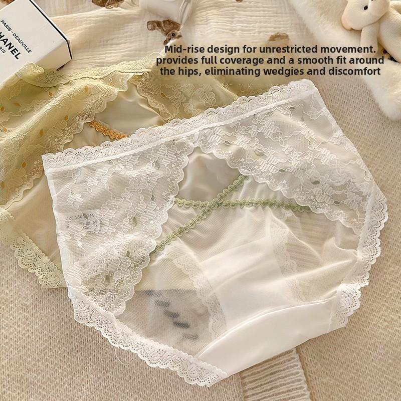 Ladies Summer Thin Style Pure Desire Lace Sexy Hollow Waist Pure Cotton Extension Crotch Triangle Briefs