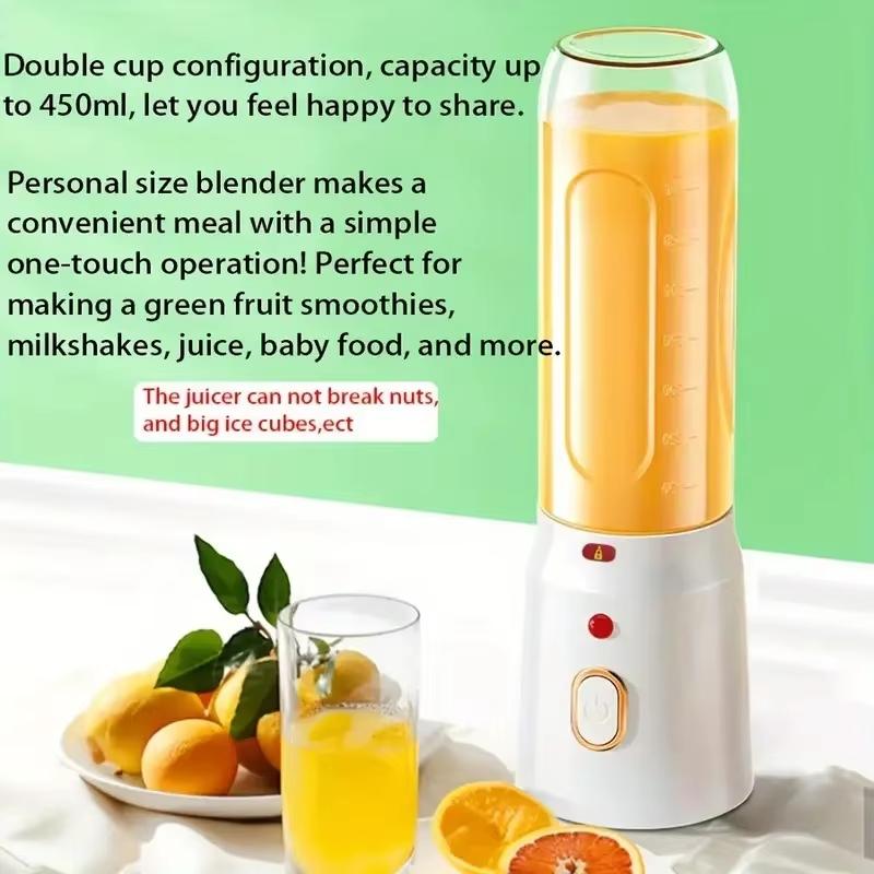 450ML Portable Electric Blender 40W USB Rechargeable Cordless Juicer High Powerful Juicer Cup For Smoothie Milkshake Juice Food