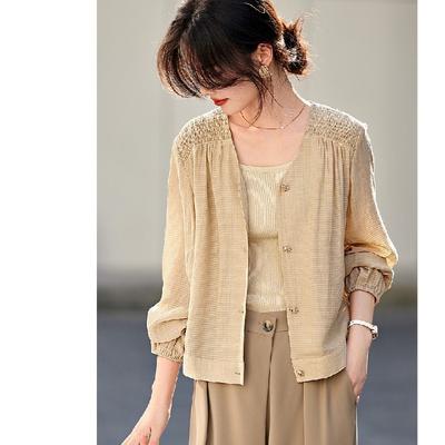 Leichte und atmungsaktive Jacke Damen Neu Sommer Elegant Temperament Pendeln Einfach Sonnenschutz Dünnes Klimaanlagenhemd