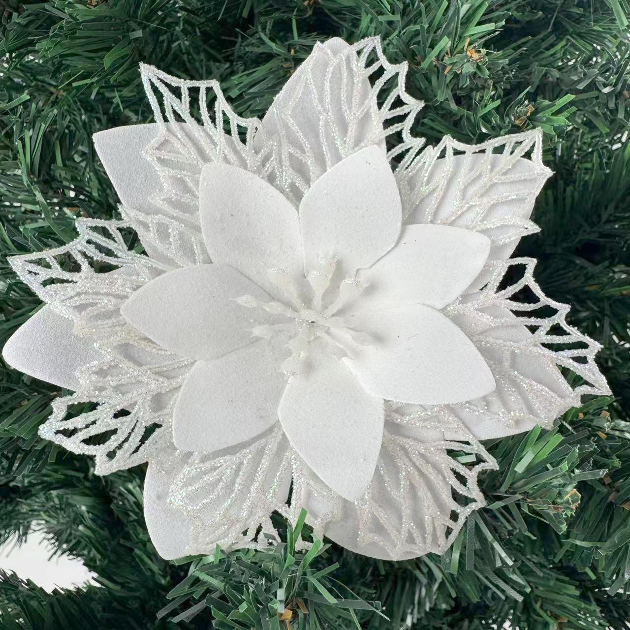 

1 шт. Різдвяна золота блискуча 14 см квітка, прикраси для різдвяної ялинки, кольоровий блиск, прикраси для дому, товари для вечірки